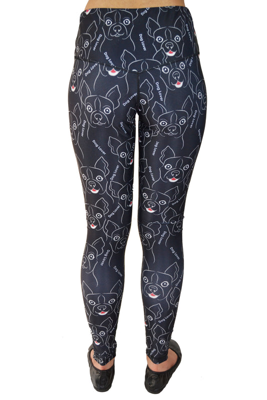 124 - Dog Lover Shadow Nylon and Spandex Hair Resistant Leggings