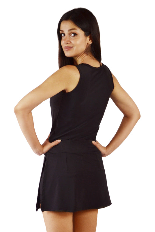 129 - Black Shadow Nylon and Spandex Hair Resistant Skort