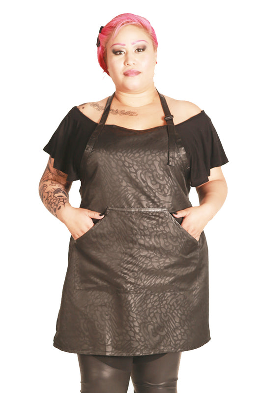 Black Leopard Print Apron - 130-BK