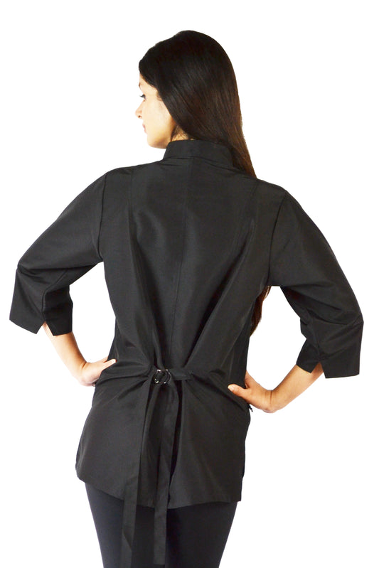 512 - Black 3/4 Sleeve Water Resistant Hair Resistant and Bleach Resistant Stylist Jacket