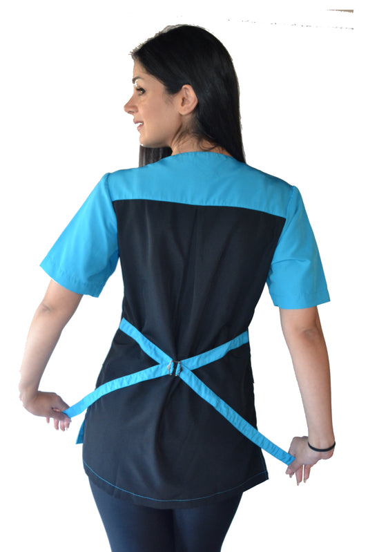 515 - Blue Rhinestone Zipper Color Block Water Resistant Hair Resistant and Bleach Resistant Styling Jacket