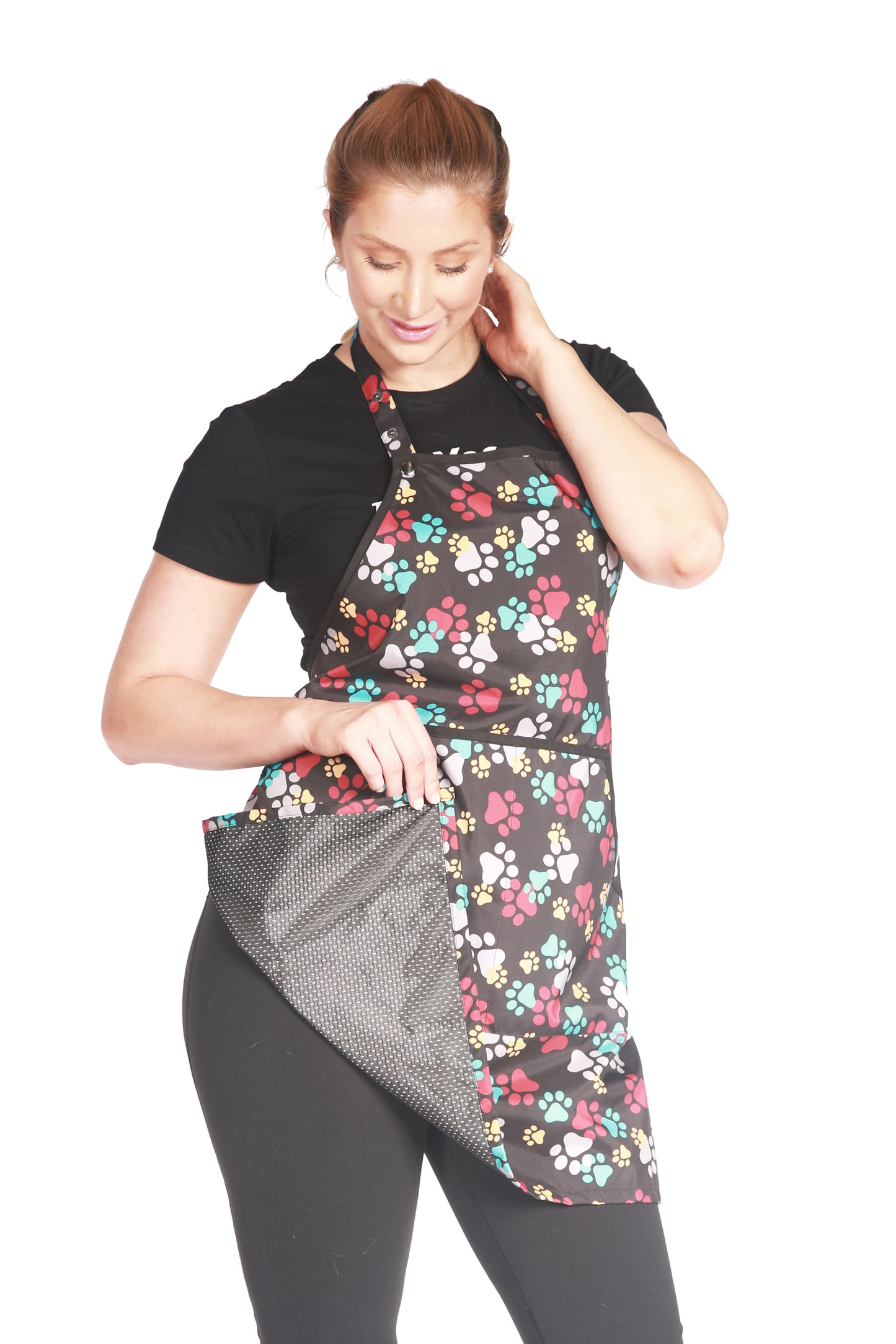 601 - Multi Color Paw Print Waterproof Hair Resistant and Bleach Resistant Bathing and Grooming Apron
