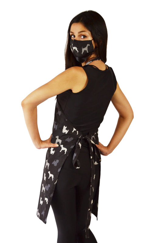 613 - Terrier Breed Print Waterproof Hair Resistant and Bleach Resistant Bathing and Grooming Apron