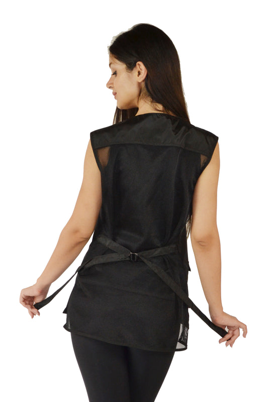 745 - Ladies Black Waterproof Hair Resistant and Bleach Resistant Mesh Back Vest