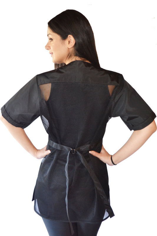 950 - The Classic Black Waterproof Hair Resistant and Bleach Resistant Grooming and Styling Smock for Pet Groomers and Hair Stylists