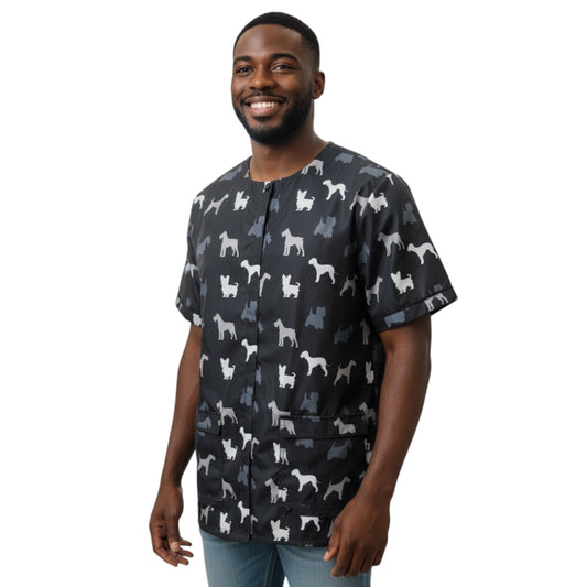 709 Grey Terrier Unisex Waterproof Hair Resistant and Bleach Resistant Mesh Back Grooming Smock