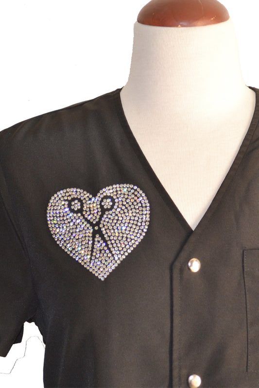 Shear Heart Rhinestone Transfer Iron On - Shear Heart