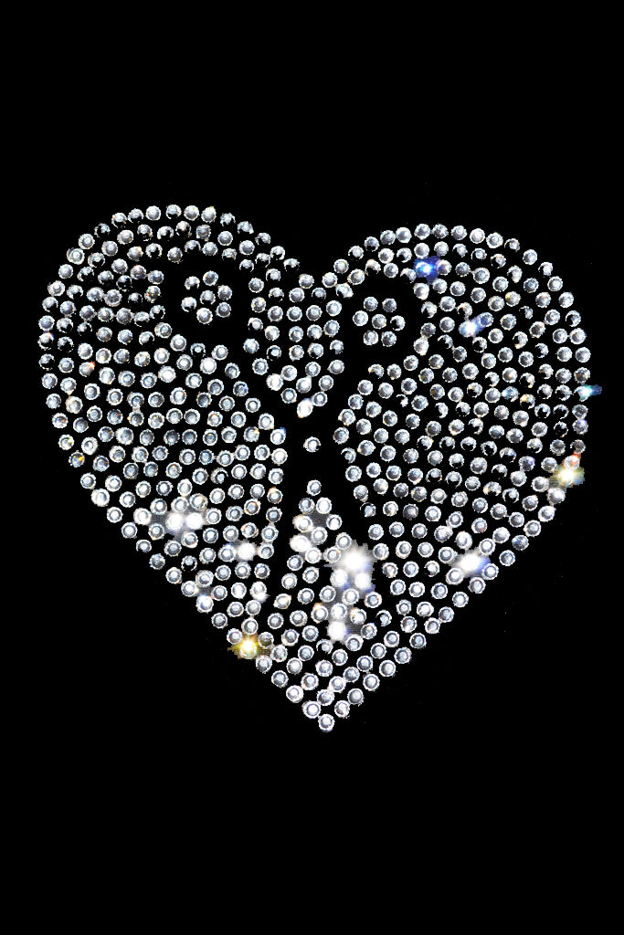Shear Heart Rhinestone Transfer Iron On - Shear Heart