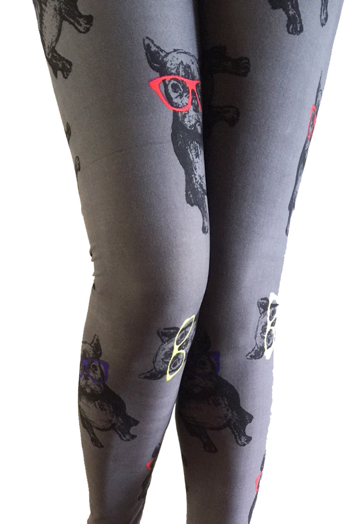Dog with glasses printed Leggings Plus size - 72