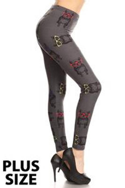 Dog with glasses printed Leggings Plus size - 72