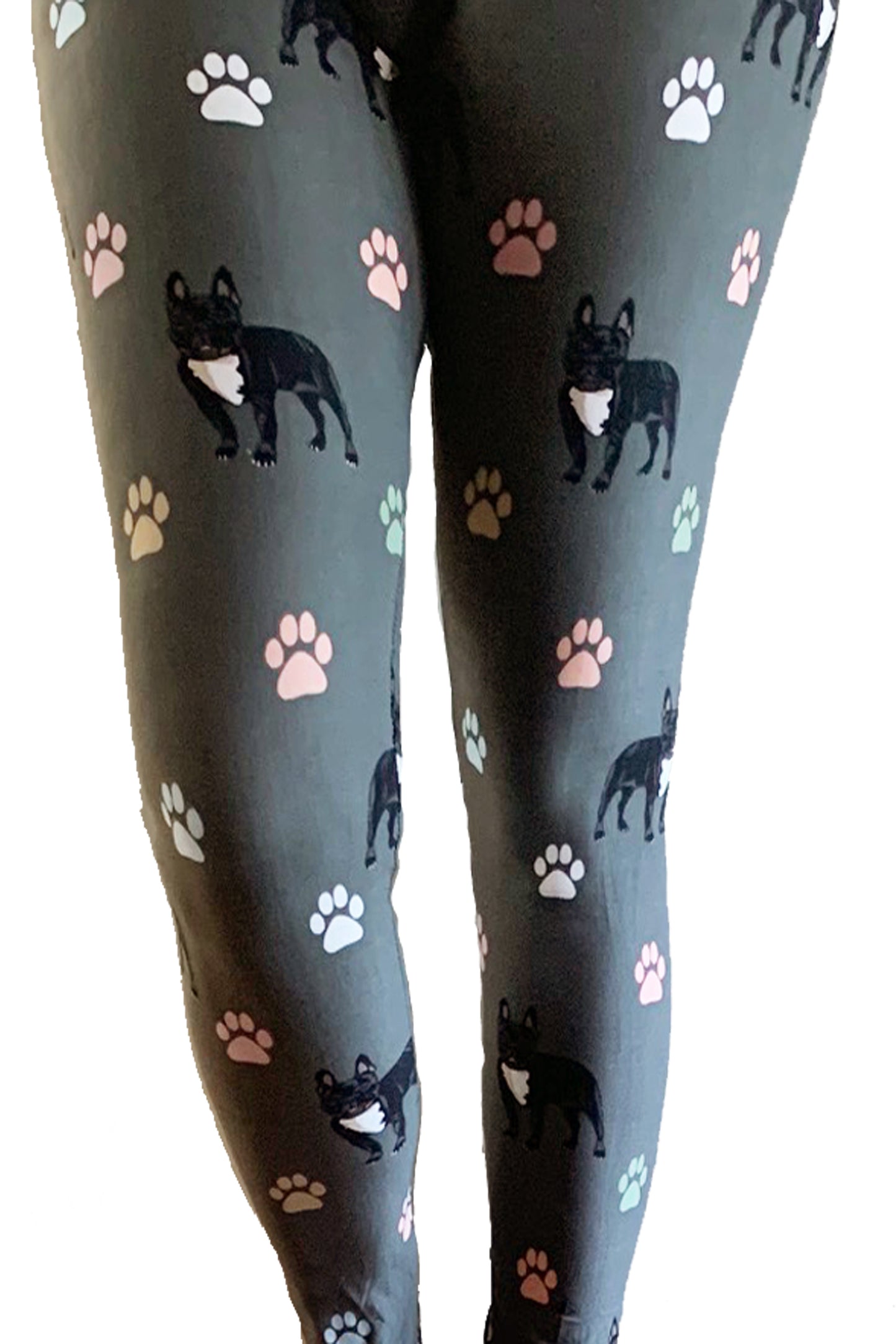 Gray Dogs & Paws print leggings plus size - 88