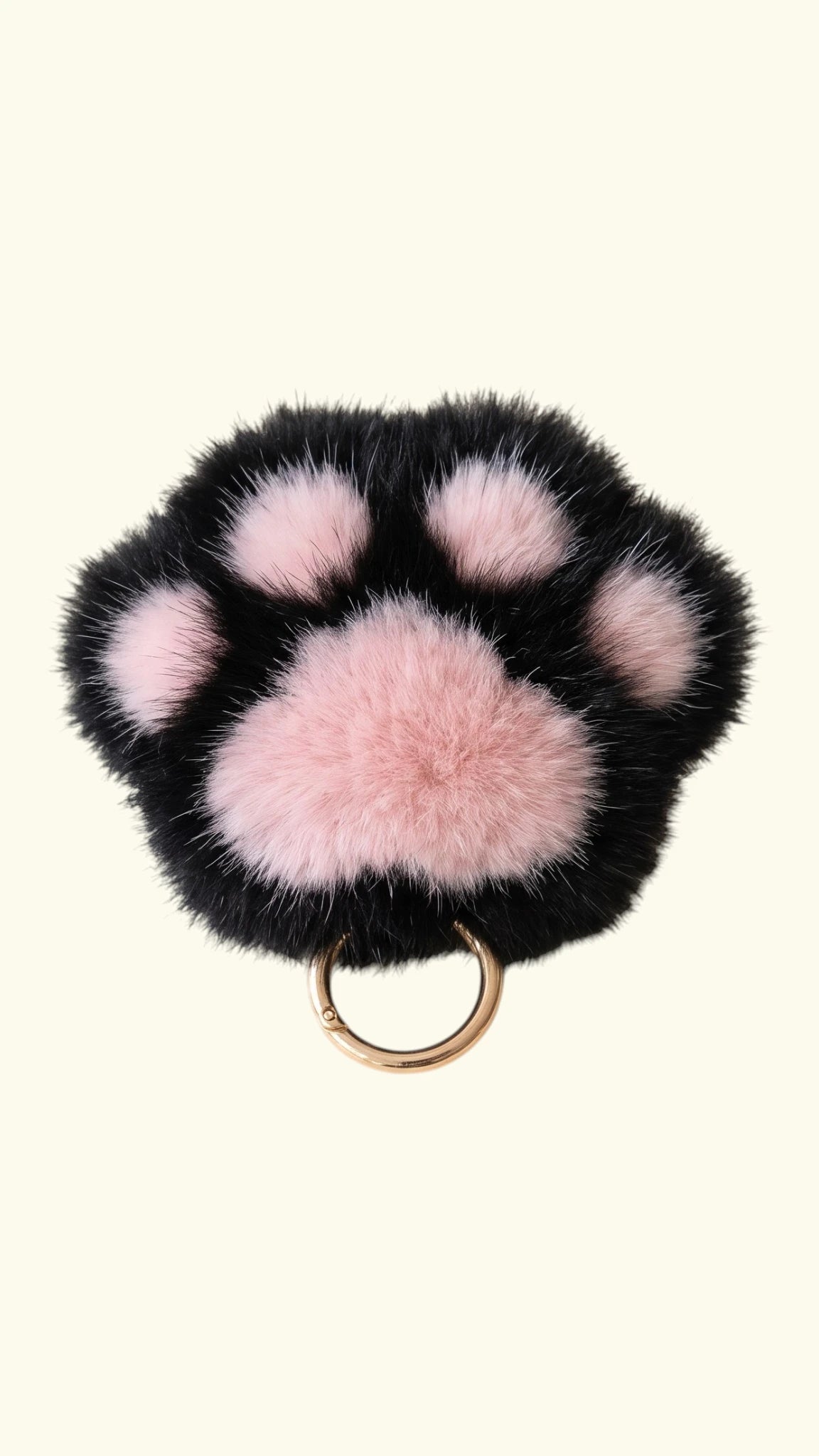 Ladybird Line 10 Plush Faux Fur Paw Print Keychain & Zipper Charm
