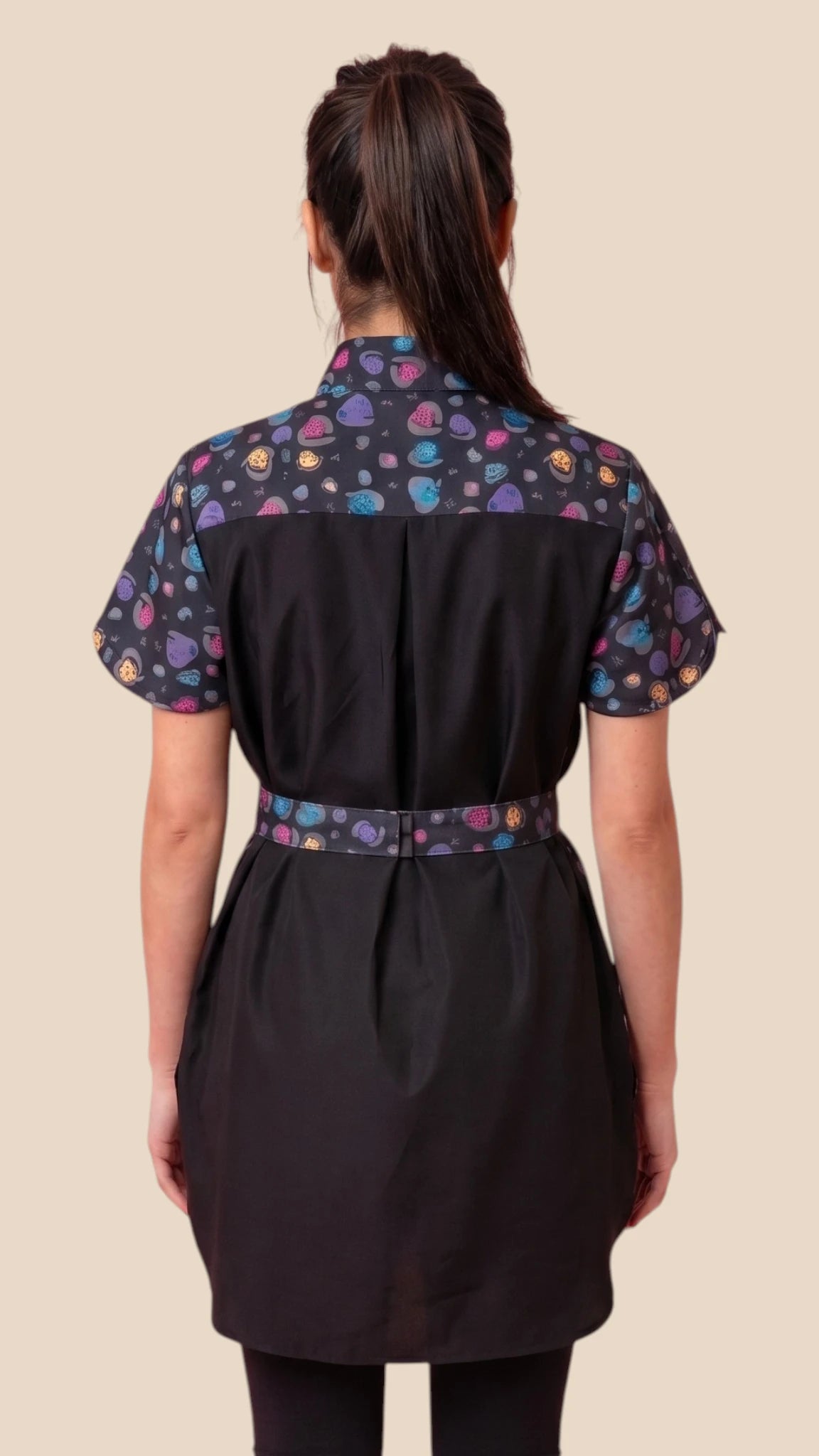 Ladybird Line 213 Rainbow Half Zipper Mini Paw Print Water Resistant Scrub Tunic