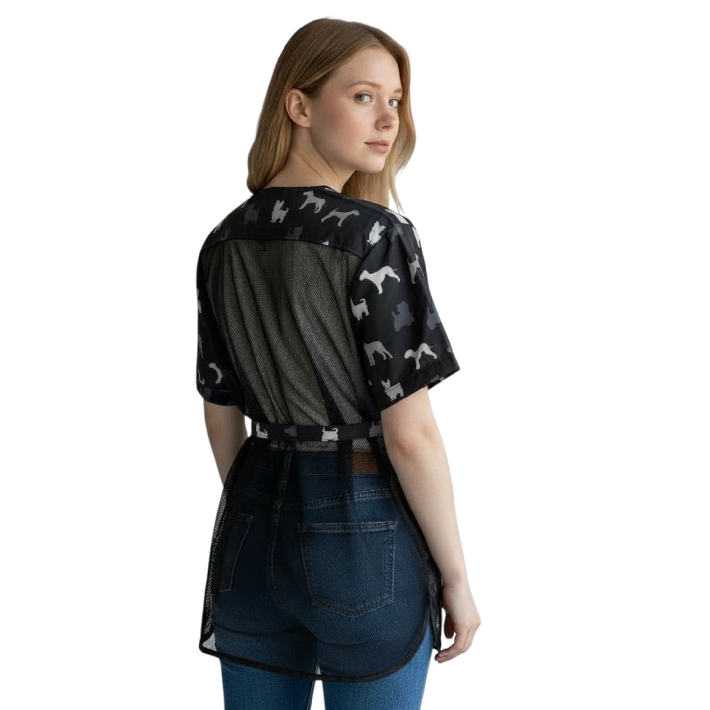 709 Grey Terrier Unisex Waterproof Hair Resistant and Bleach Resistant Mesh Back Grooming Smock