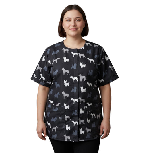 709 Grey Terrier Unisex Waterproof Hair Resistant and Bleach Resistant Mesh Back Grooming Smock