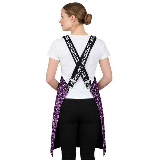 138-  Pink Leopard Print Waterproof Signature Strap Crossover Apron